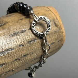 Brighton Harmony Art & Soul Bracelet Silver Plated Dark Beads Crystals